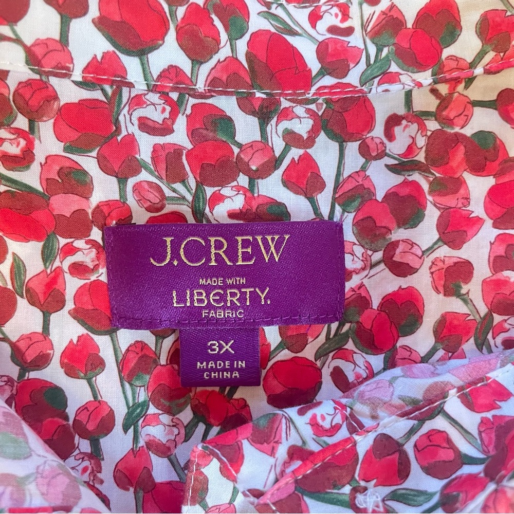 J. Crew Amelia Shirt Dress in Liberty Eliza’s Red Floral Fabric Plus Size 3X - Picture 3 of 15